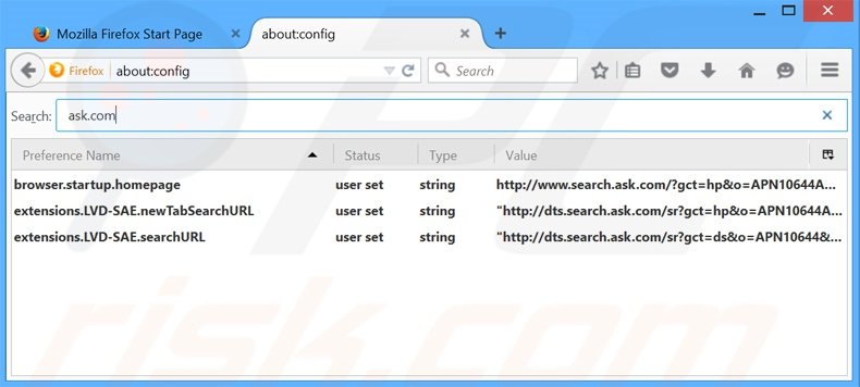 Cambia il tuo motore di ricerca predefinito search.ask.com da Mozilla Firefox 