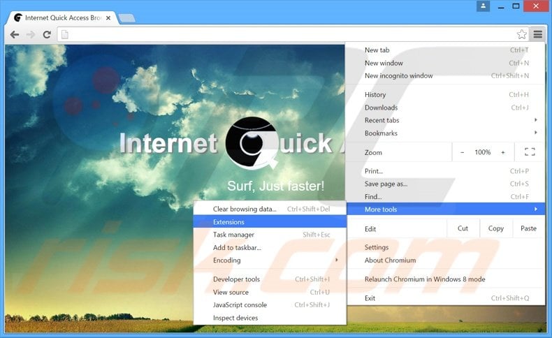 Rimuovere Internet Quick Access adware da Google Chrome step 1