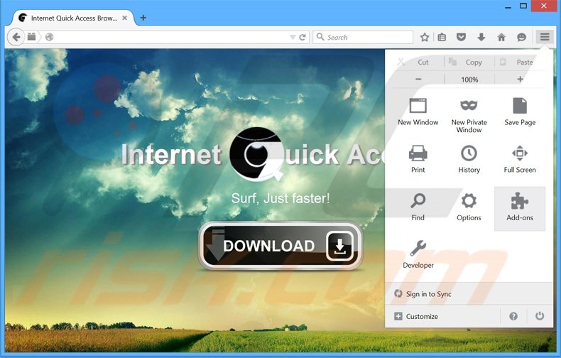 Rimuovere Internet Quick Access adware da Mozilla Firefox step 1