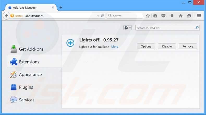 Rimuovere Lights Off adware da Mozilla Firefox step 2