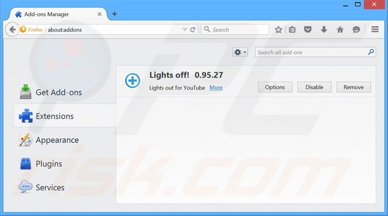 Rimuovere Lights Off adware da Mozilla Firefox step 2