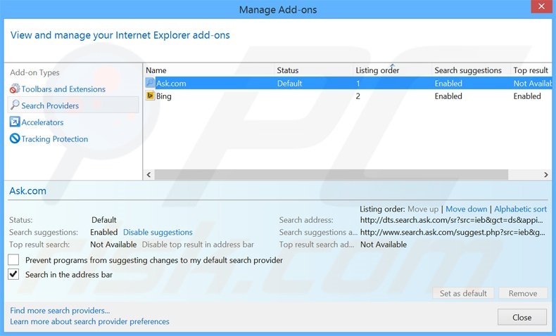 Cambia il motore di ricerca predefinito MusicBox da Internet Explorer