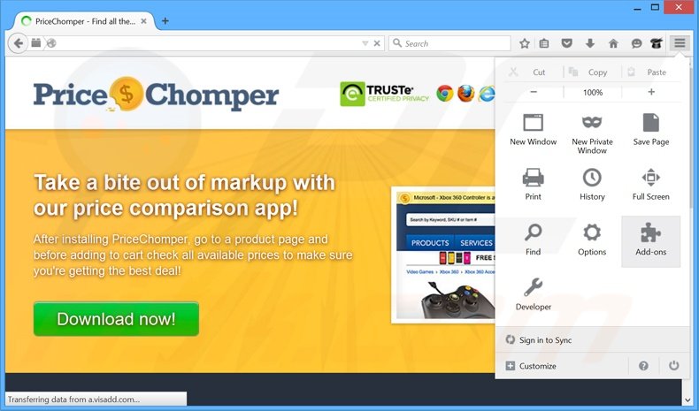 Rimuovere PriceChomper adware da Mozilla Firefox step 1