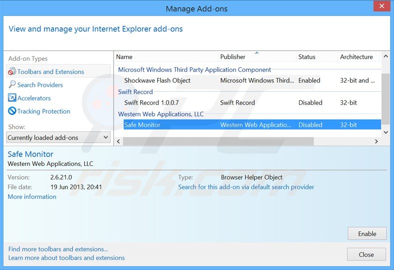 Rimuovere Safe Monitor da Internet Explorer step 2
