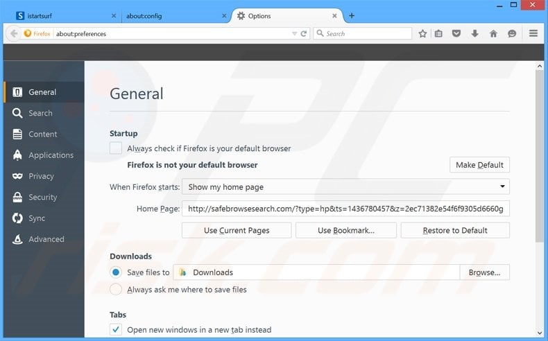 Cambia la tua homepage safebrowsesearch.com da Mozilla Firefox 