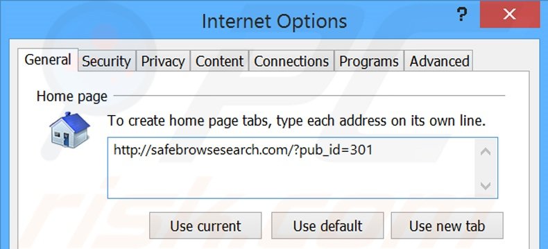 Cambia la tua homepage safebrowsesearch.com da Internet Explorer