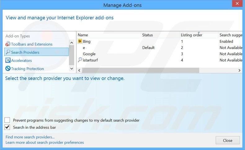 Cambia il motore di ricerca predefinito safebrowsesearch.com da Internet Explorer 
