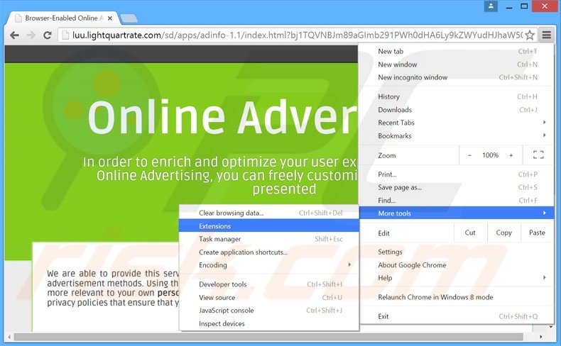 Rimuovere SASA adware da Google Chrome step 1
