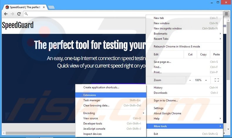 Rimuovere SpeedGuard adware da Google Chrome step 1
