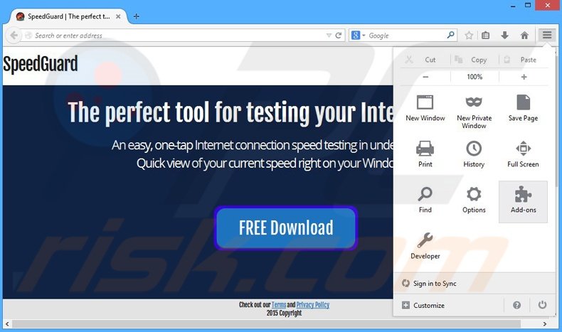 Rimuovere SpeedGuard adware da Mozilla Firefox step 1