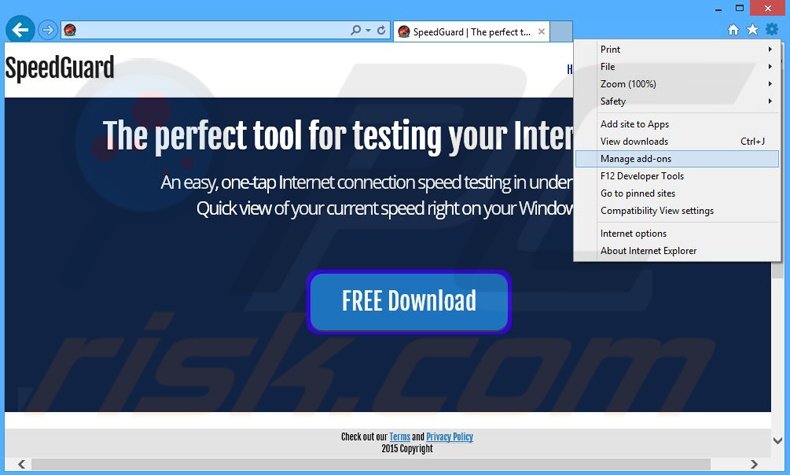 Rimuovere SpeedGuard adware da Internet Explorer step 1