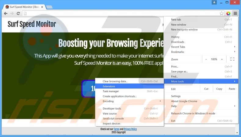 Rimuovere Surf Speed Monitor adware da Google Chrome step 1