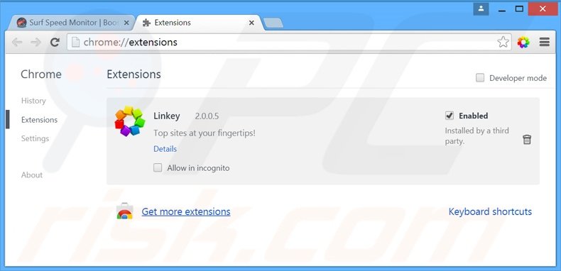 Rimuovere Surf Speed Monitor adware da Google Chrome step 2