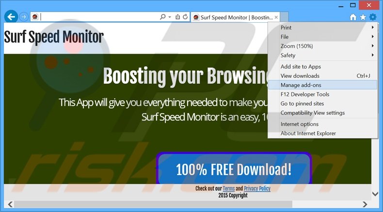 Rimuovere Surf Speed Monitor adware da Internet Explorer step 1