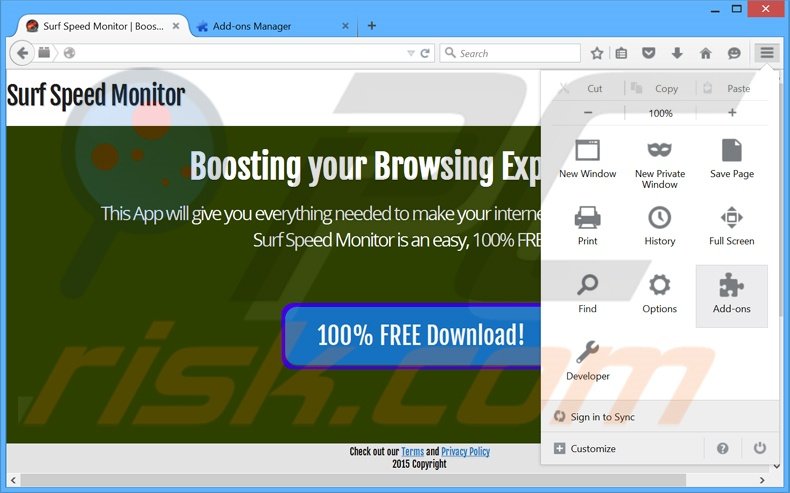 Rimuovere Surf Speed Monitor adware da Mozilla Firefox step 1
