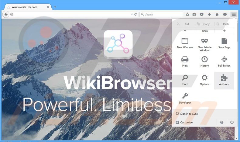 Rimuovere WikiBrowser da Mozilla Firefox step 1