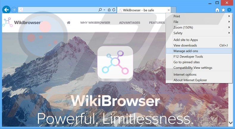 Rimuovere WikiBrowser da Internet Explorer step 1