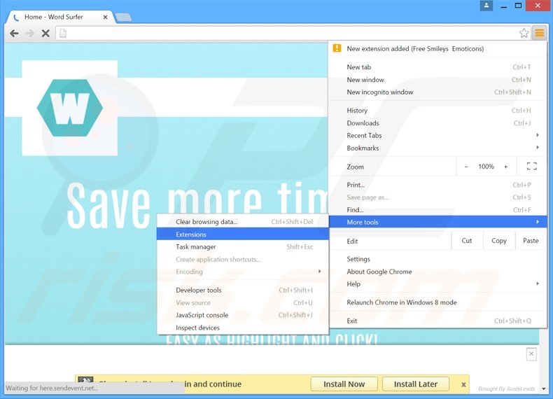 Rimuovere Word Surfer adware da Google Chrome step 1
