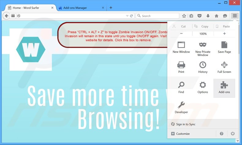 Rimuovere Word Surfer adware da Mozilla Firefox step 1