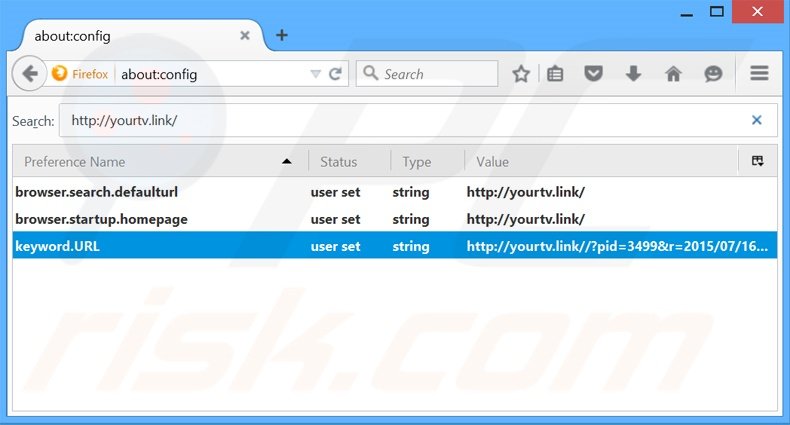 Cambia il tuo motore di ricerca predefinito yourtv.link in Mozilla Firefox