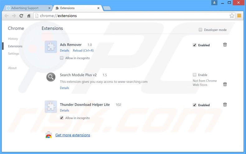 Rimuovere Ads Remover adware da Google Chrome step 2