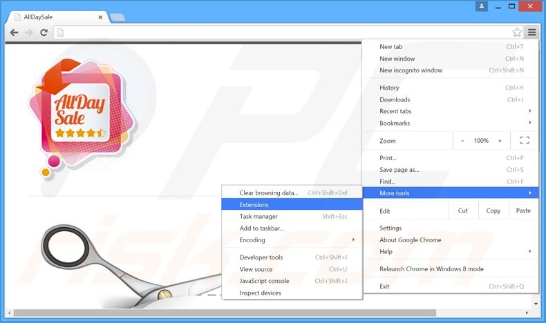 Rimuovere AllDaySale adware da Google Chrome step 1