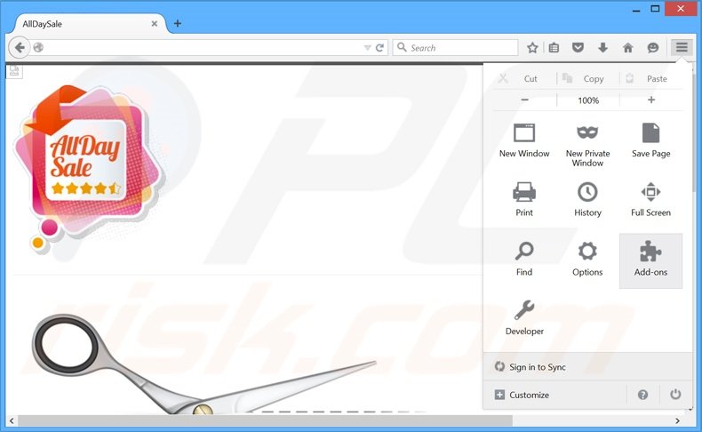 Rimuovere AllDaySale adware da Mozilla Firefox step 1