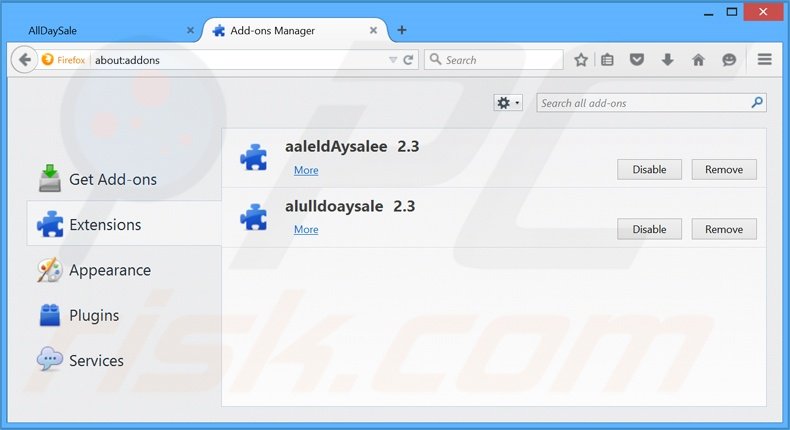 Rimuovere AllDaySale adware da Mozilla Firefox step 2