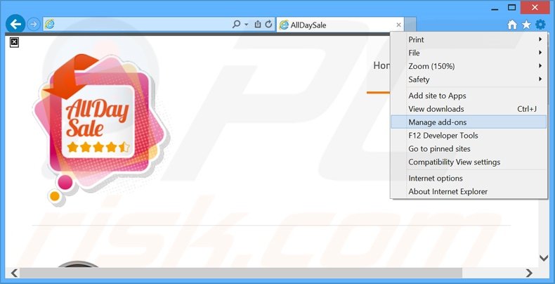 Rimuovere AllDaySale adware da Internet Explorer step 1