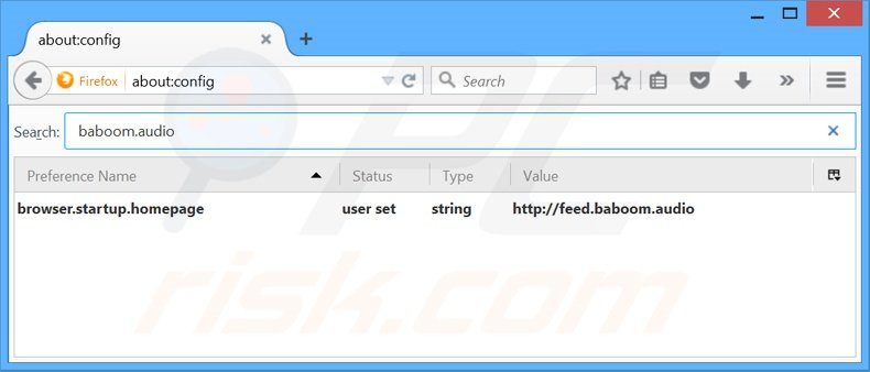 Cambia il tuo motore di ricerca predefinito baboom.audio da Mozilla Firefox 