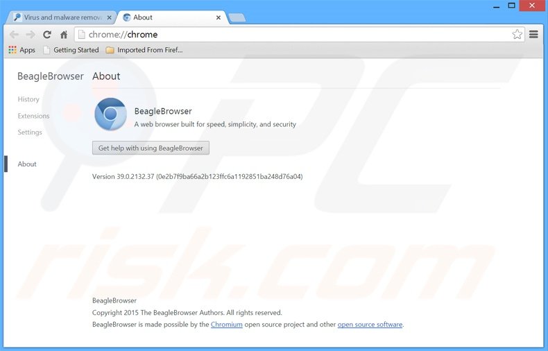 Rimuovere BeagleBrowser adware da Google Chrome step 1