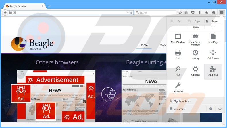 Rimuovere BeagleBrowser adware da Mozilla Firefox step 1