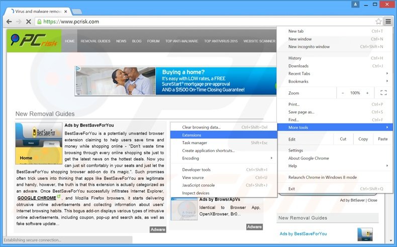 Rimuovere BitSaver adware da Google Chrome step 1