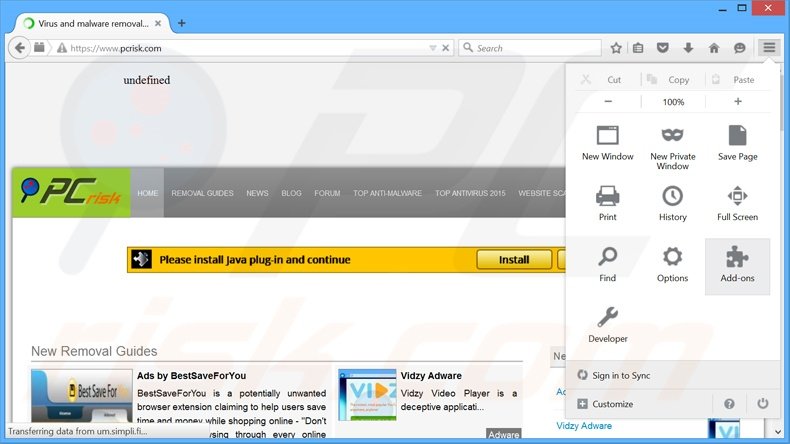 Rimuovere BitSaver adware da Mozilla Firefox step 1
