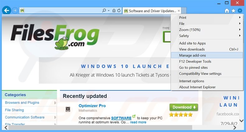 Rimuovere FilesFrog adware da Internet Explorer step 1