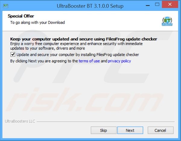 Deceptive installer setup used to distribute Files Frog adware