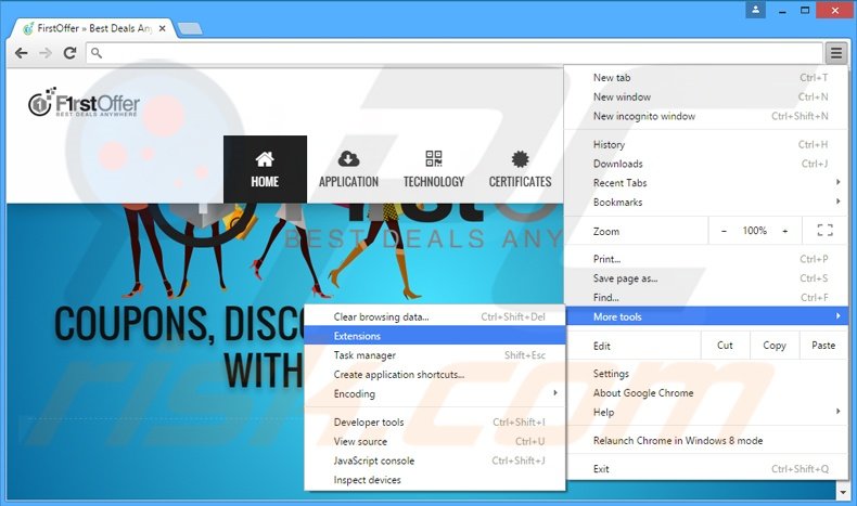 Rimuovere FirstOffer adware da Google Chrome step 1