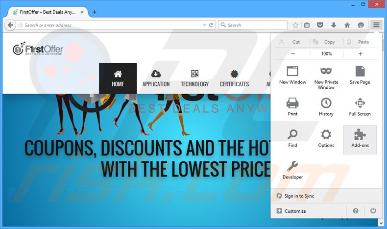 Rimuovere FirstOffer adware da Mozilla Firefox step 1