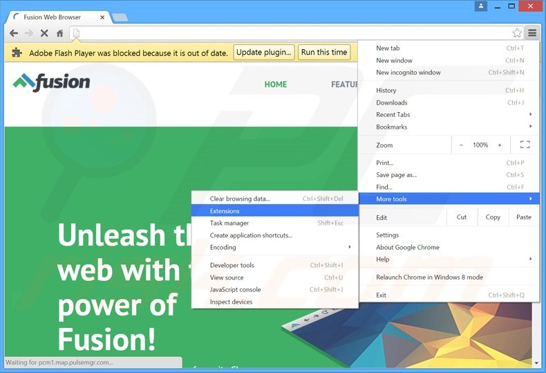 Rimuovere Fusion Browser da  Google Chrome step 1