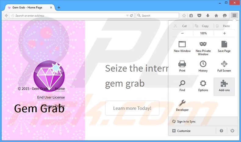 Rimuovere Gem Grab adware da Mozilla Firefox step 1