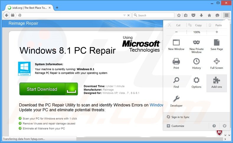 Rimuovere iVIDI adware da Mozilla Firefox step 1