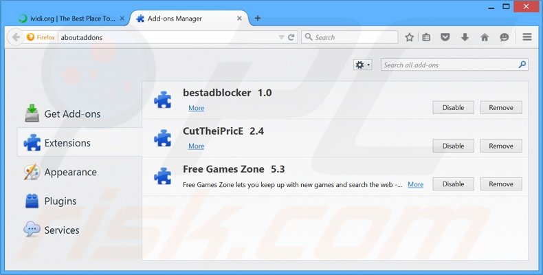 Rimuovere iVIDI adware da Mozilla Firefox step 2