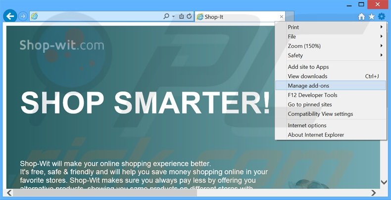 Rimuovere Shop-Wit da Internet Explorer step 1