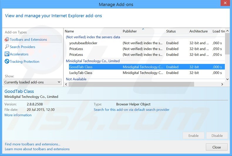 Rimuovere Lightning newtab adware da Internet Explorer step 2