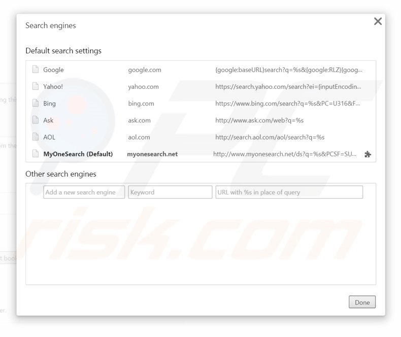 Cambiare il motore di ricerca predefinito MyOneSearch.net da Google Chrome 