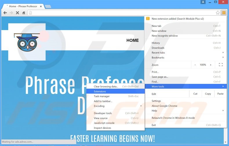 Rimuovere PhraseProfessor adware da Google Chrome step 1