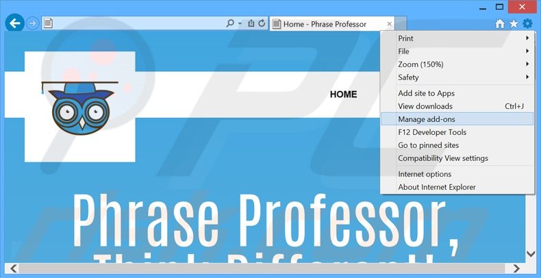 Rimuovere PhraseProfessor adware da Internet Explorer step 1