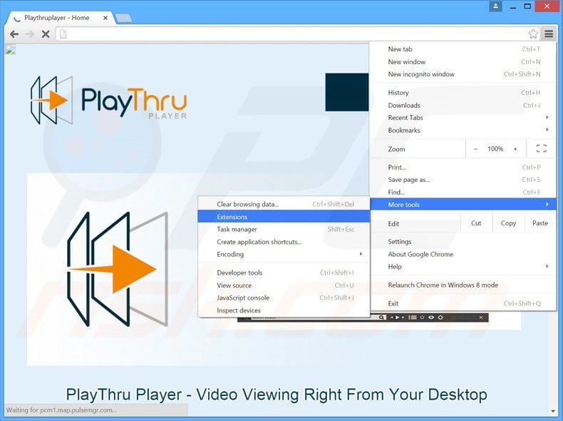 Rimuovere Playthru Player adware da  Google Chrome step 1