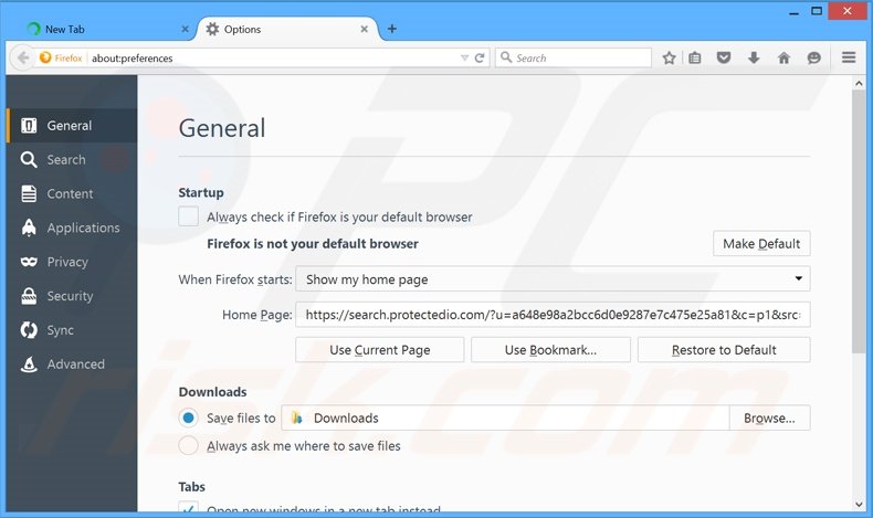 Cambia la tua homepage search.protectedio.com da Mozilla Firefox 