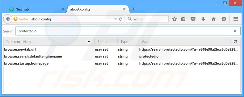 Cambia il tuo motore di ricerca predefinito search.protectedio.com da Mozilla Firefox 